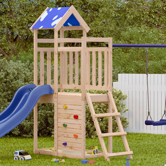 Play Tower with Rockwall 110.5x52.5x215cm Solid Wood Pine