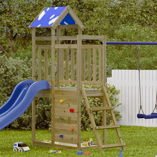 Play Tower with Rockwall 110.5x52.5x215cm Impregnated Wood Pine