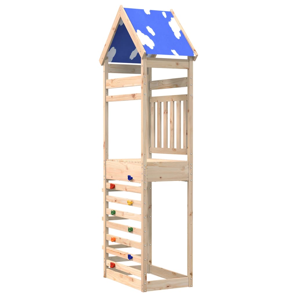 Play Tower with Rockwall 85x52.5x265 cm Solid Wood Pine