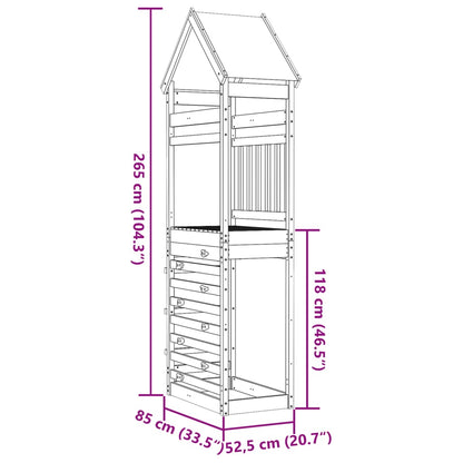 Play Tower with Rockwall 85x52.5x265 cm Solid Wood Pine