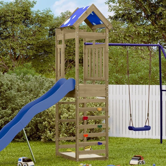 Play Tower with Rockwall 85x52.5x239 cm Impregnated Wood Pine