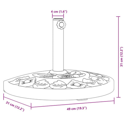 Parasol Base for Ø38 / 48 mm Poles 9 kg Half Round