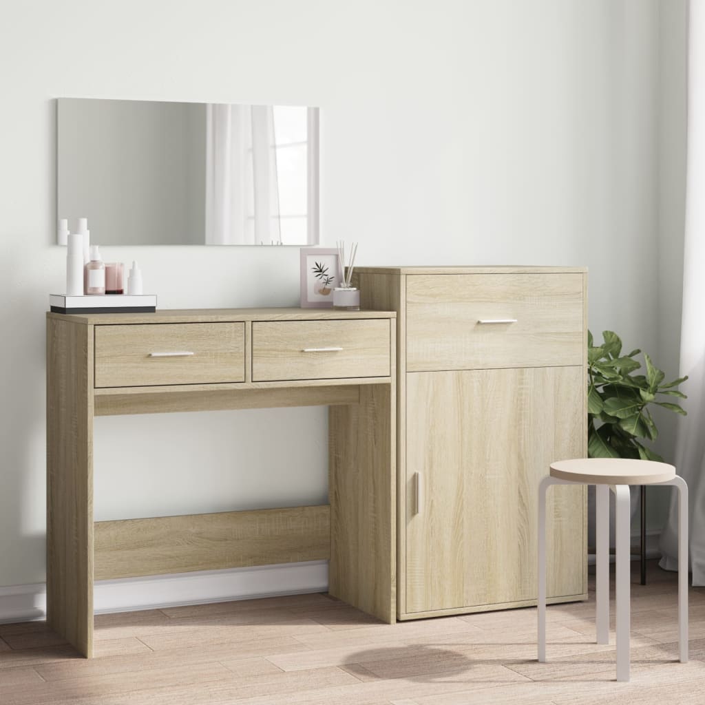 3 Piece Dressing Table Set Sonoma Oak Engineered Wood