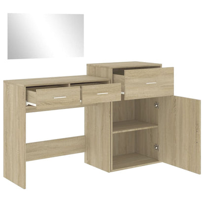 3 Piece Dressing Table Set Sonoma Oak Engineered Wood