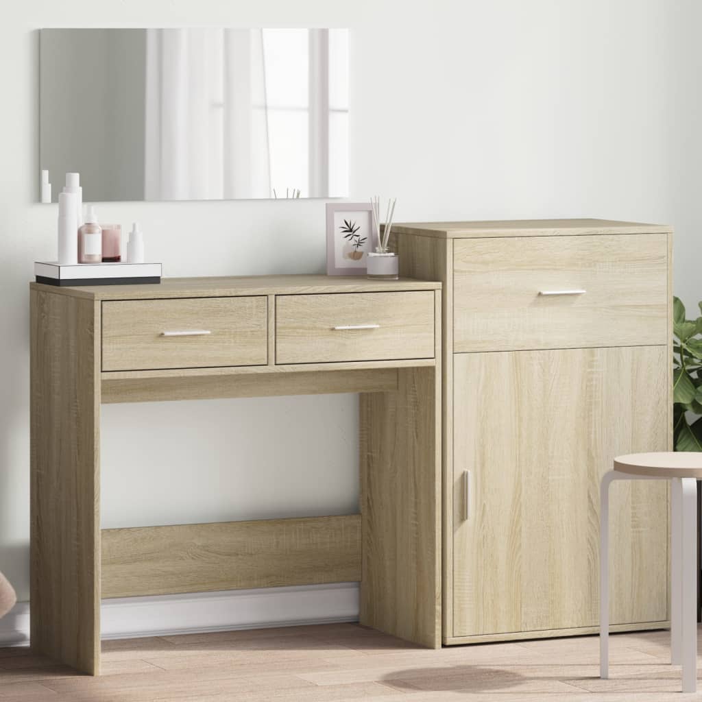 3 Piece Dressing Table Set Sonoma Oak Engineered Wood