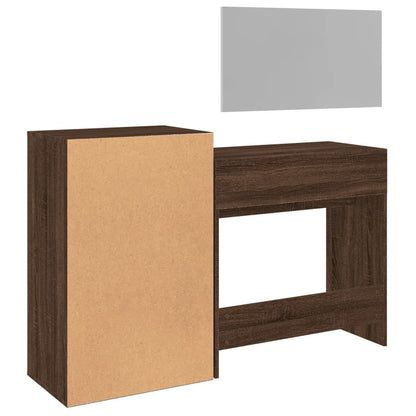 3 Piece Dressing Table Set Brown Oak Engineered Wood