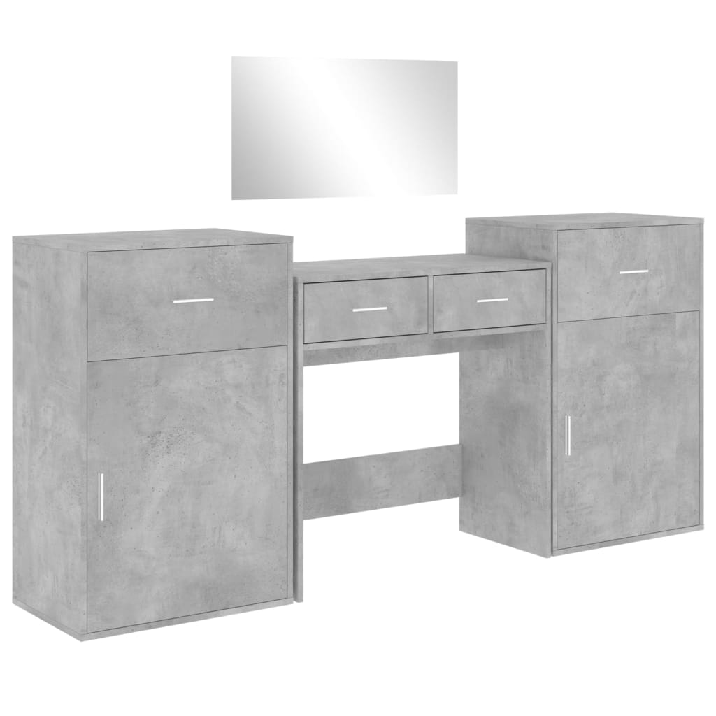 4 Piece Dressing Table Set Concrete Grey Engineered Wood