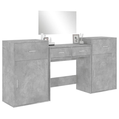 4 Piece Dressing Table Set Concrete Grey Engineered Wood