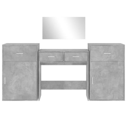 4 Piece Dressing Table Set Concrete Grey Engineered Wood