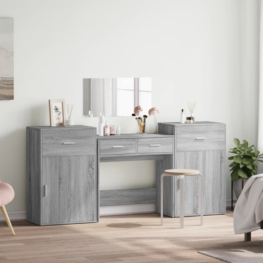 4 Piece Dressing Table Set Grey Sonoma Engineered Wood