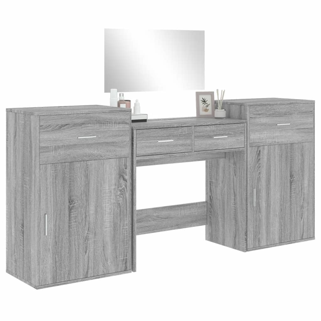 4 Piece Dressing Table Set Grey Sonoma Engineered Wood