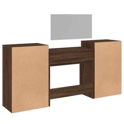 4 Piece Dressing Table Set Brown Oak Engineered Wood