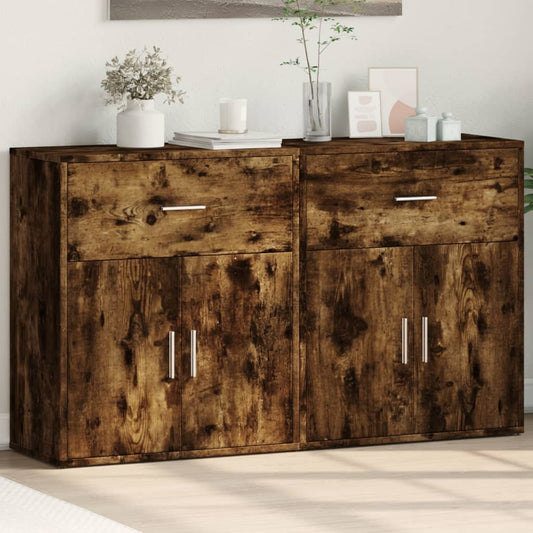 Sideboards 2 pcs Smoked Oak 60x31x70 cm Engineered Wood