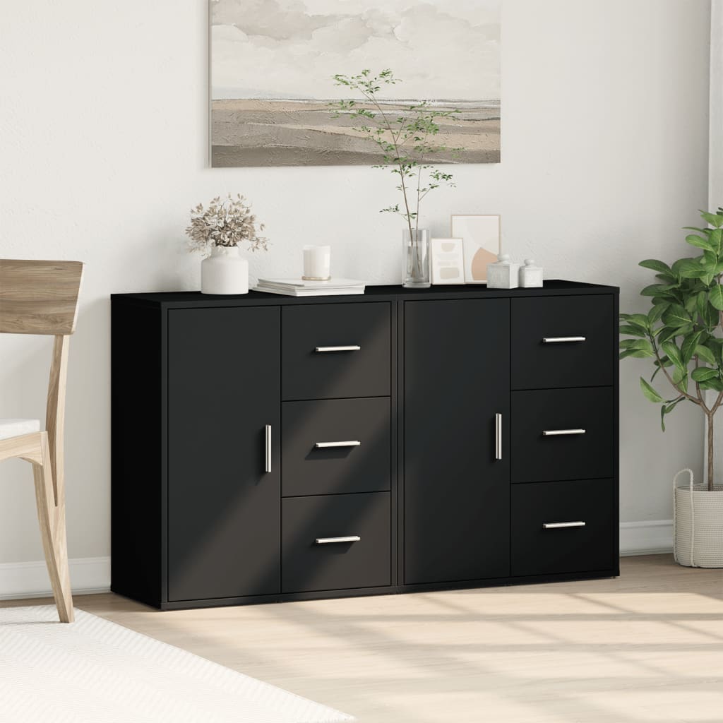 Sideboards 2 pcs Black 60x31x70 cm Engineered Wood