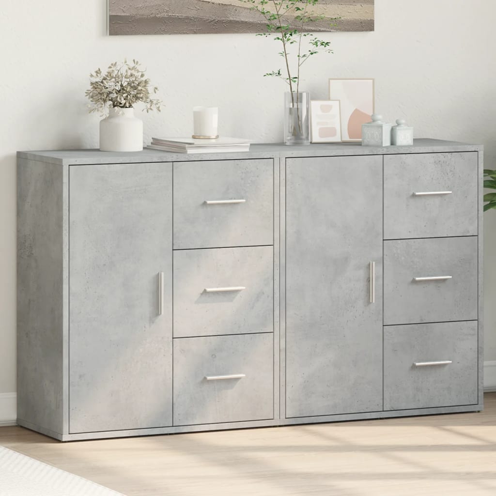 Sideboards 2 pcs Concrete Grey 60x31x70 cm Engineered Wood