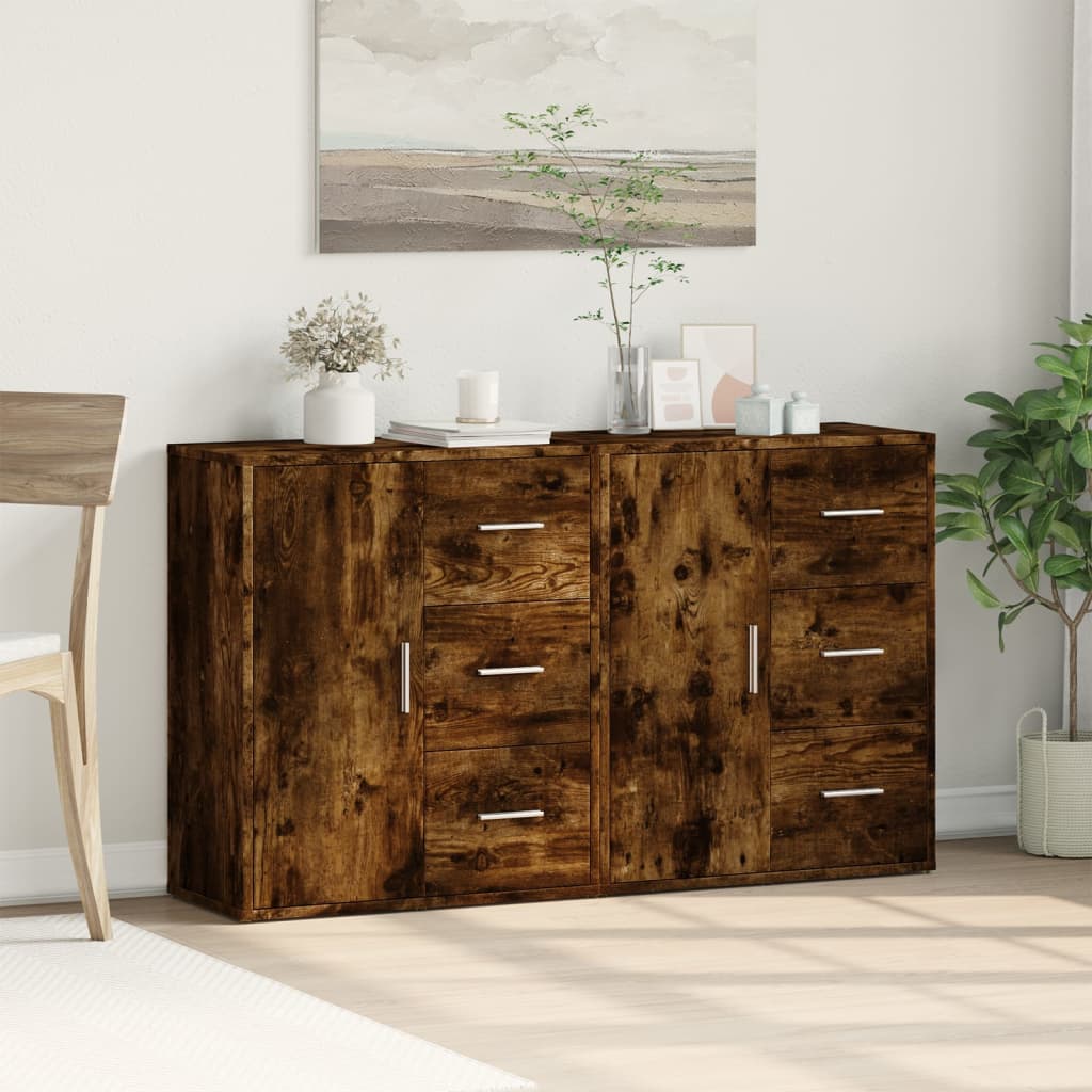 Sideboards 2 pcs Smoked Oak 60x31x70 cm Engineered Wood