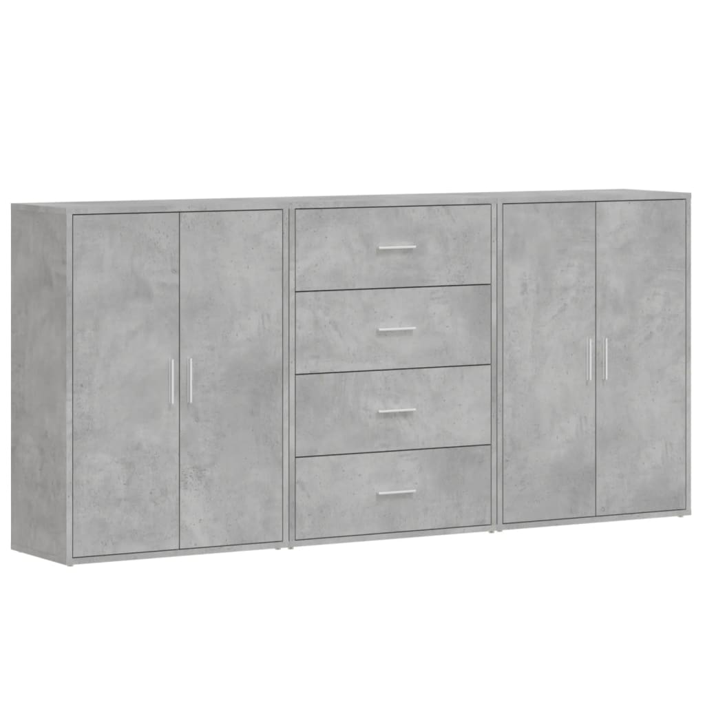 Sideboards 3 pcs Concrete Grey 60x31x84 cm Engineered Wood