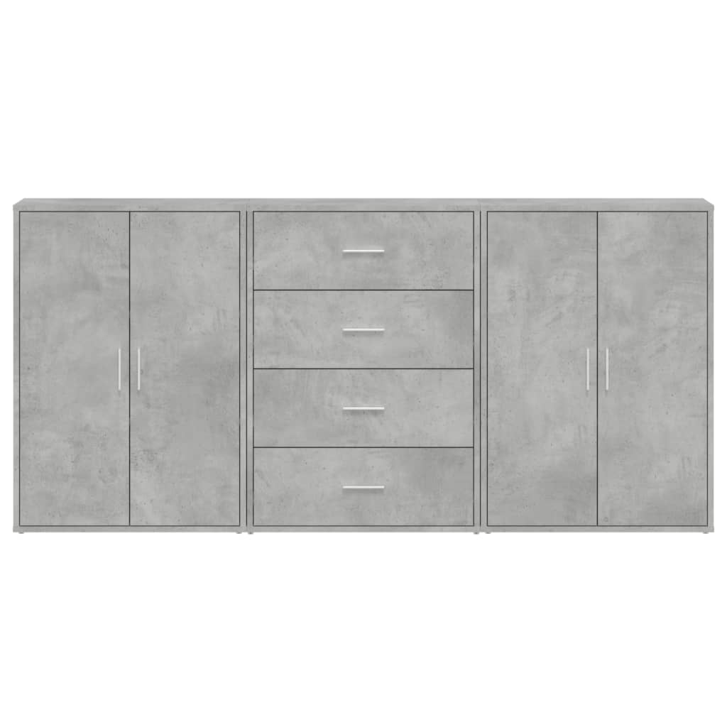 Sideboards 3 pcs Concrete Grey 60x31x84 cm Engineered Wood