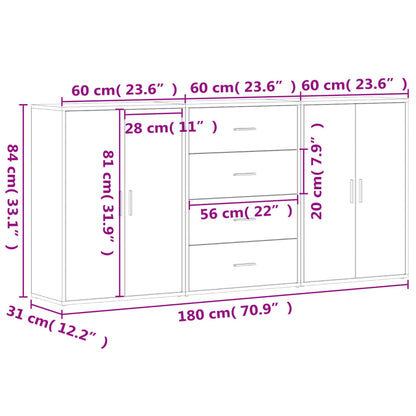 Sideboards 3 pcs Concrete Grey 60x31x84 cm Engineered Wood