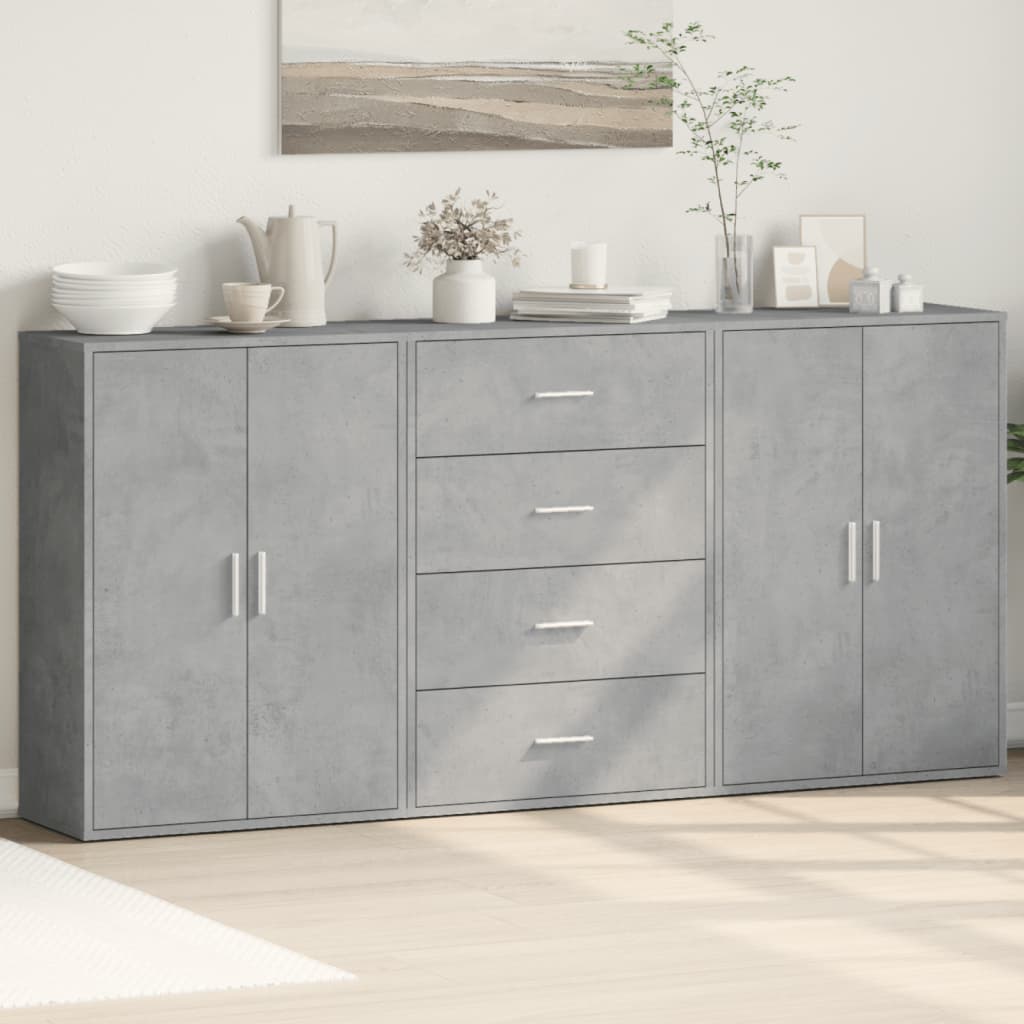 Sideboards 3 pcs Concrete Grey 60x31x84 cm Engineered Wood