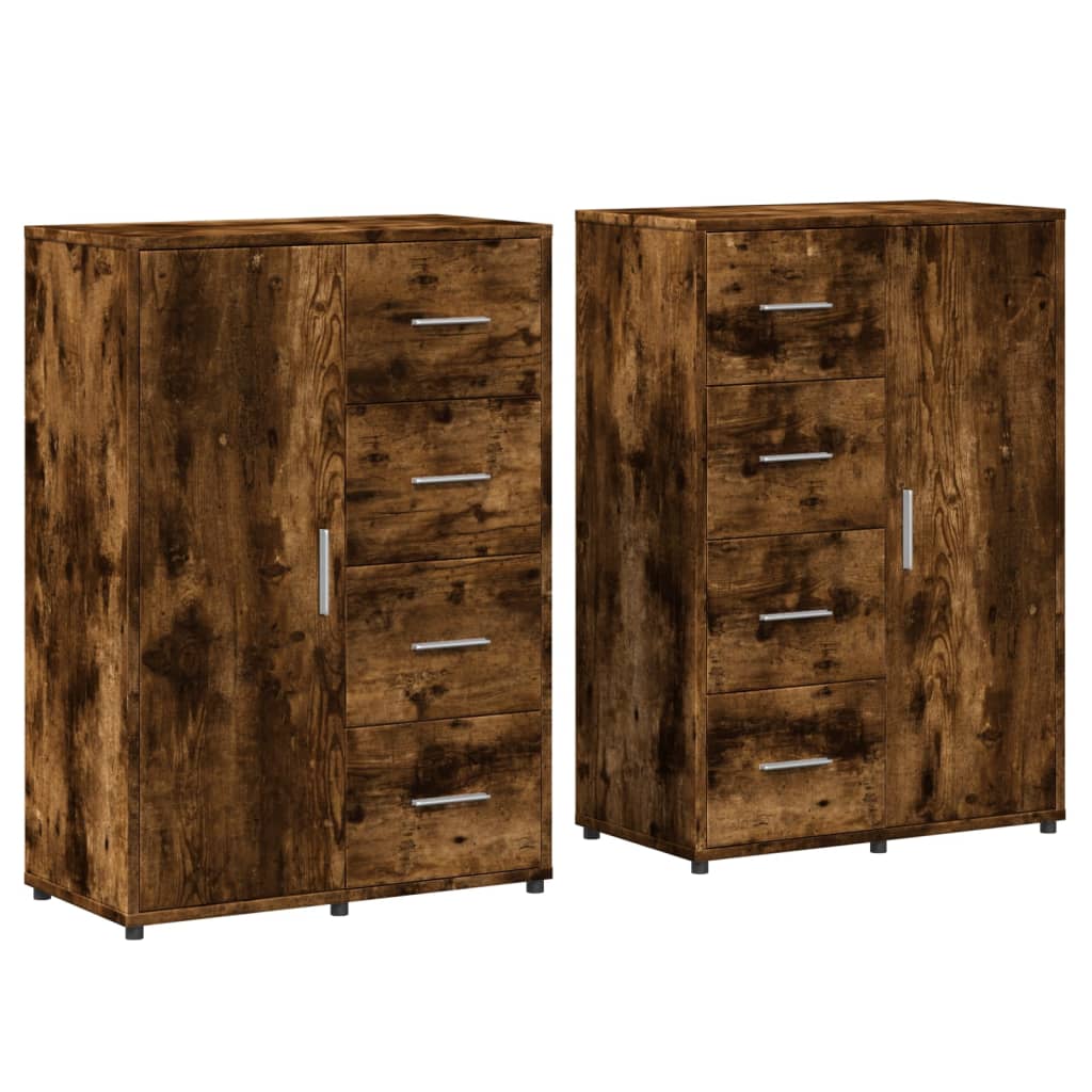 Sideboards 2 pcs Smoked Oak 60x31x84 cm Engineered Wood