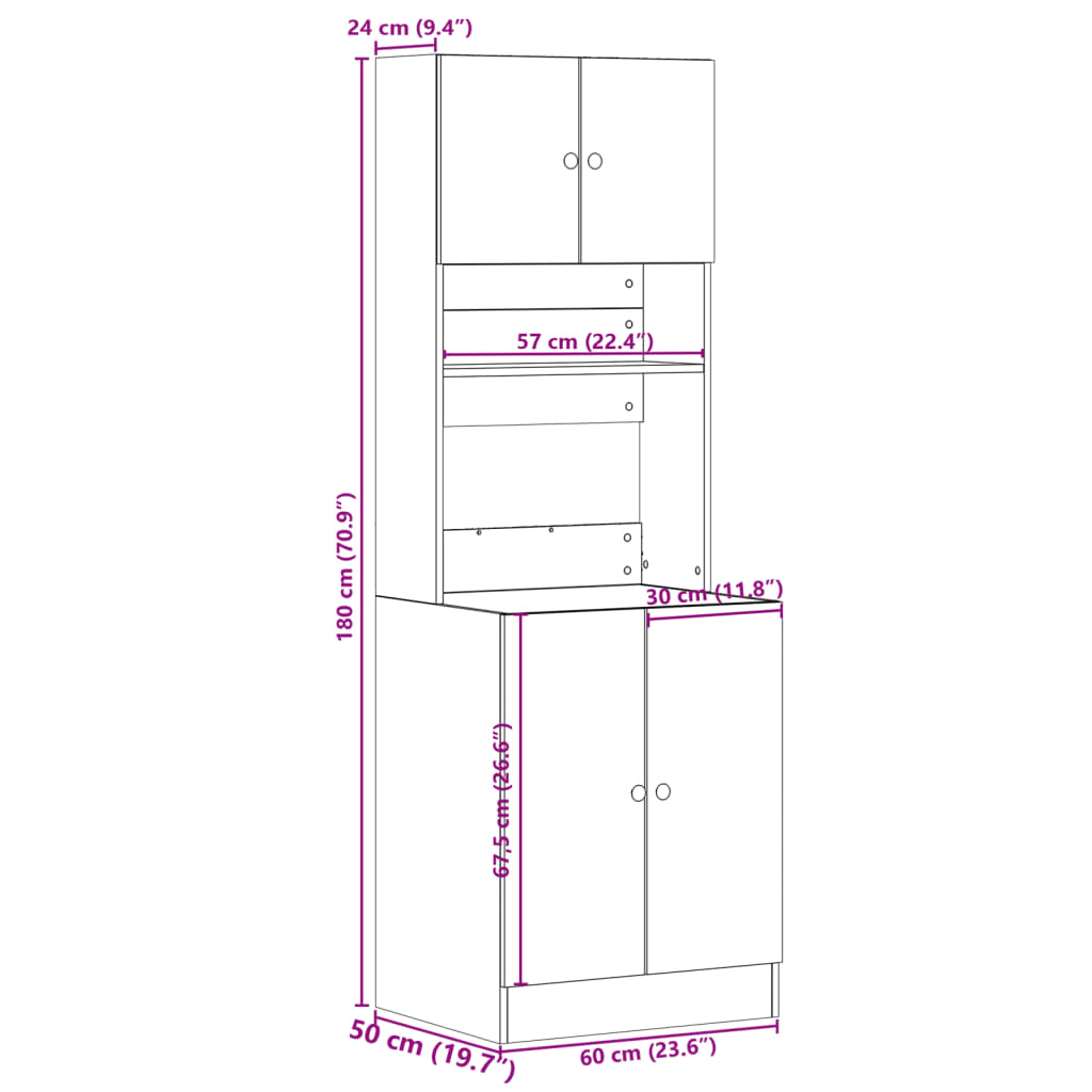 Kitchen Cabinet Smoked Oak 60x50x180 cm Engineered Wood