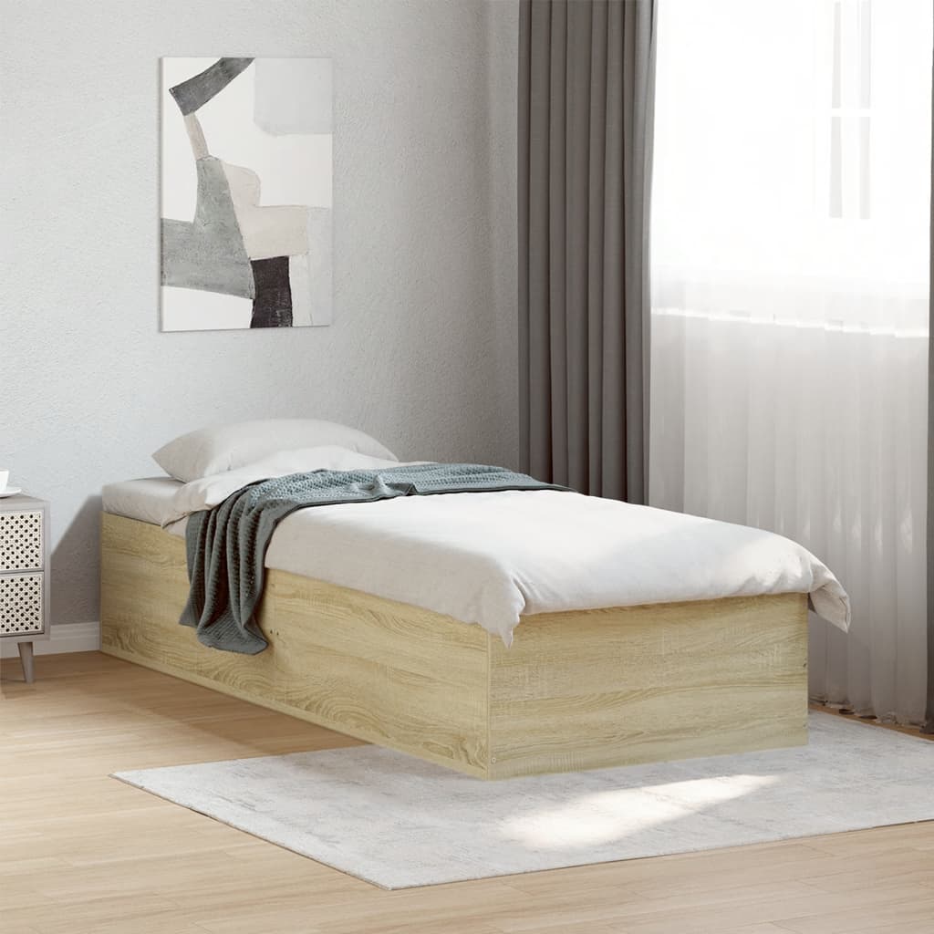 Bed Frame without Mattress Sonoma Oak 75x190 cm Small Single Engineered Wood