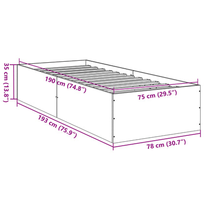 Bed Frame without Mattress Sonoma Oak 75x190 cm Small Single Engineered Wood