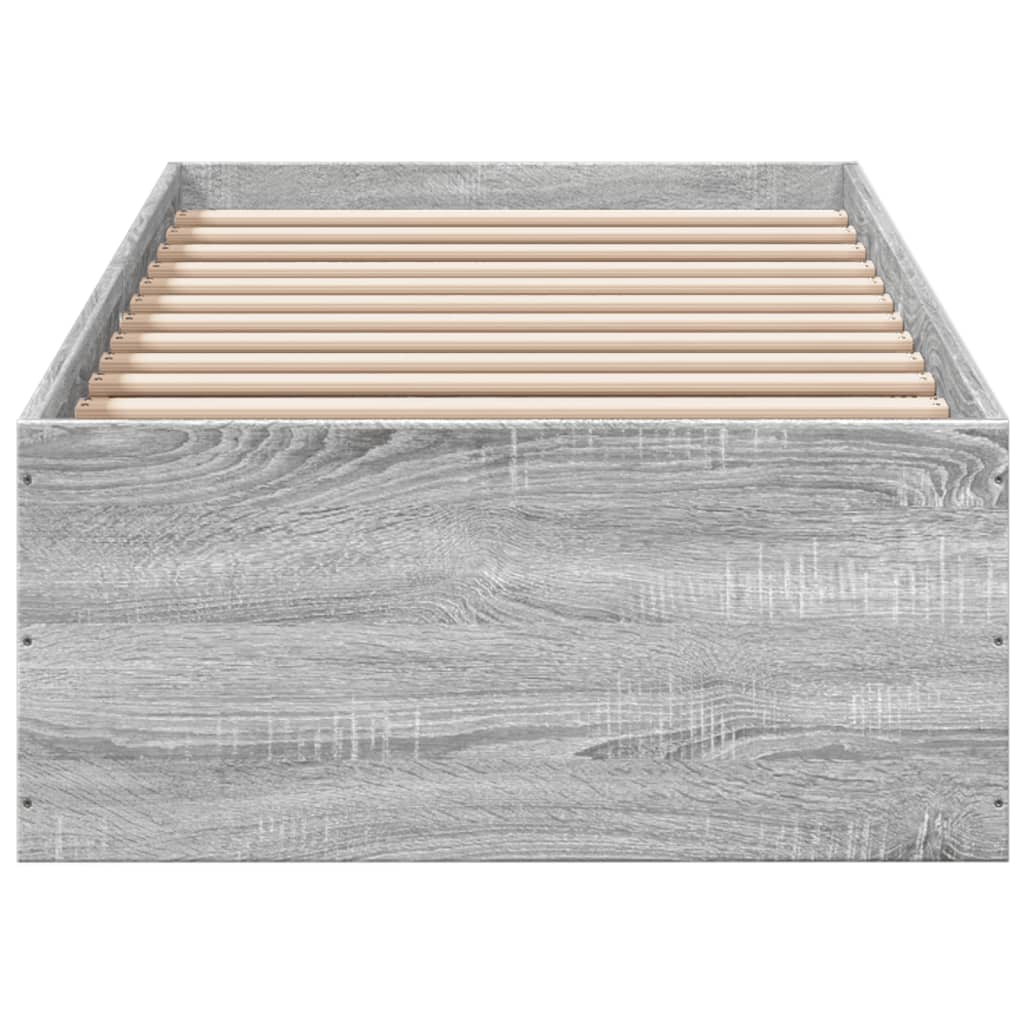 Bed Frame without Mattress Grey Sonoma 75x190 cm Small Single Engineered Wood