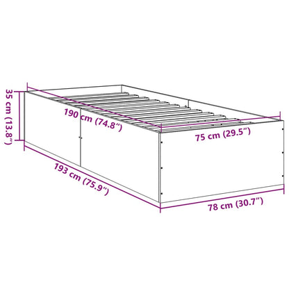 Bed Frame without Mattress Grey Sonoma 75x190 cm Small Single Engineered Wood