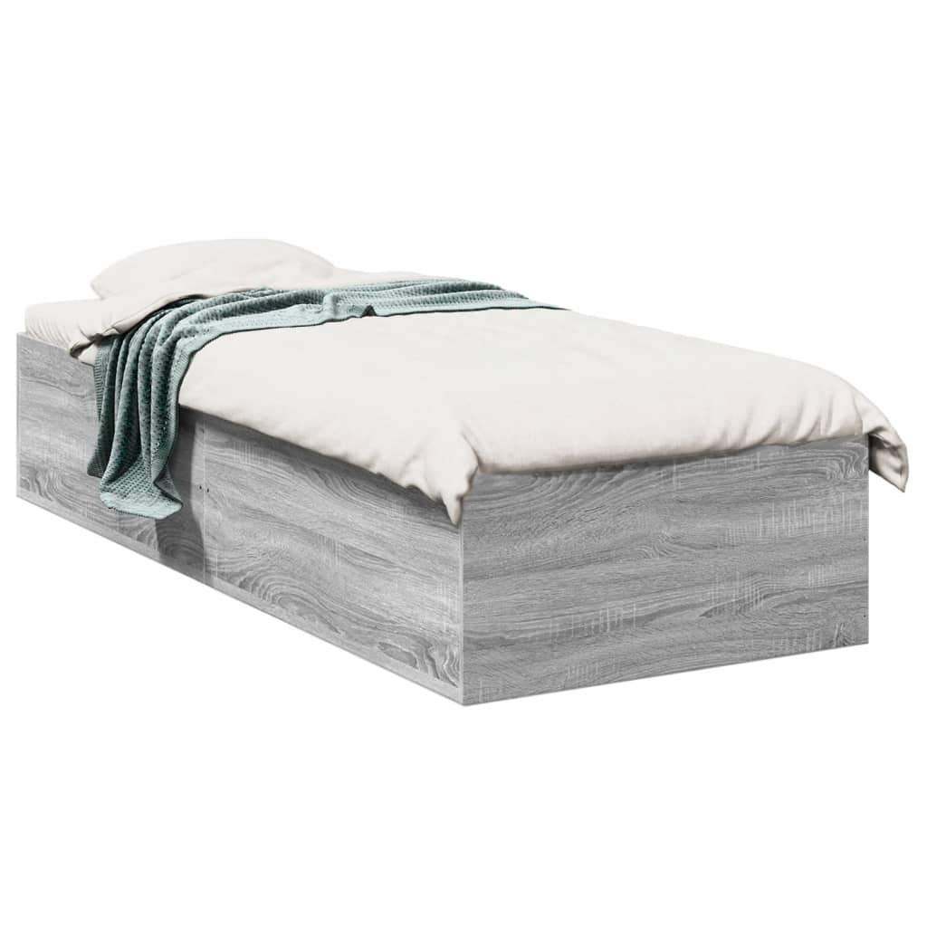 Bed Frame without Mattress Grey Sonoma 75x190 cm Small Single Engineered Wood
