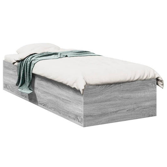 Bed Frame without Mattress Grey Sonoma 75x190 cm Small Single Engineered Wood