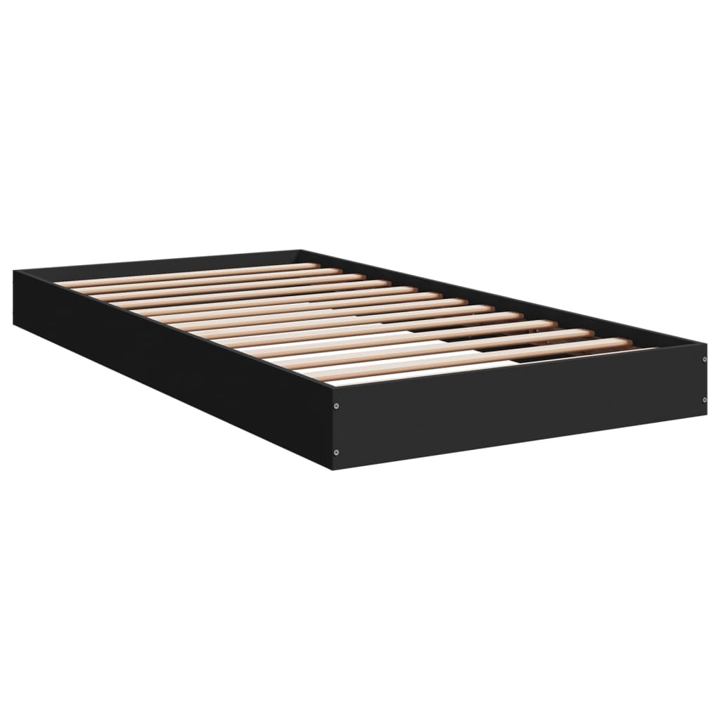Bed Frame without Mattress Black 100x200 cm Engineered Wood