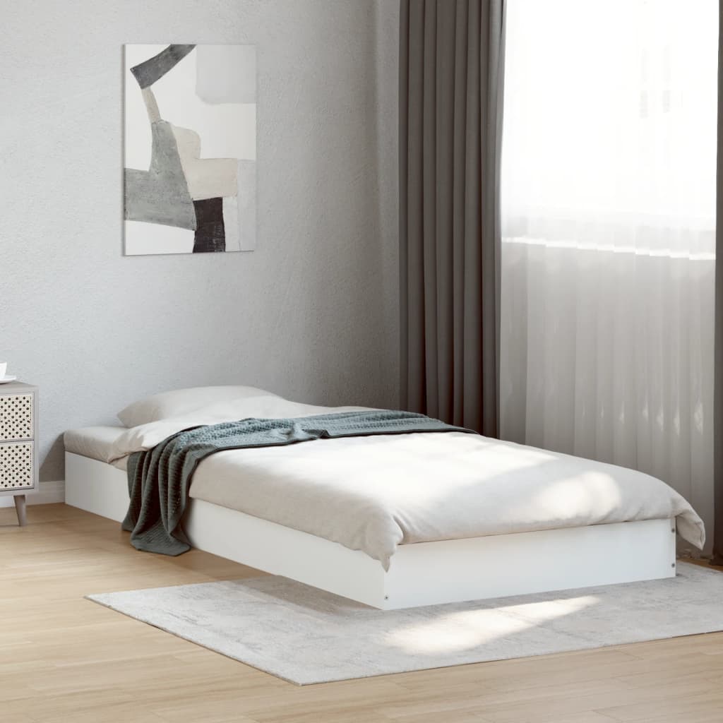 Bed Frame without Mattress White 75x190 cm Small Single Engineered Wood
