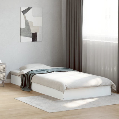 Bed Frame without Mattress White 75x190 cm Small Single Engineered Wood