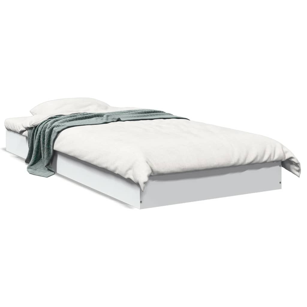 Bed Frame without Mattress White 75x190 cm Small Single Engineered Wood
