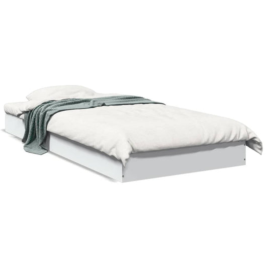 Bed Frame without Mattress White 75x190 cm Small Single Engineered Wood