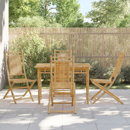 5 Piece Garden Dining Set Bamboo