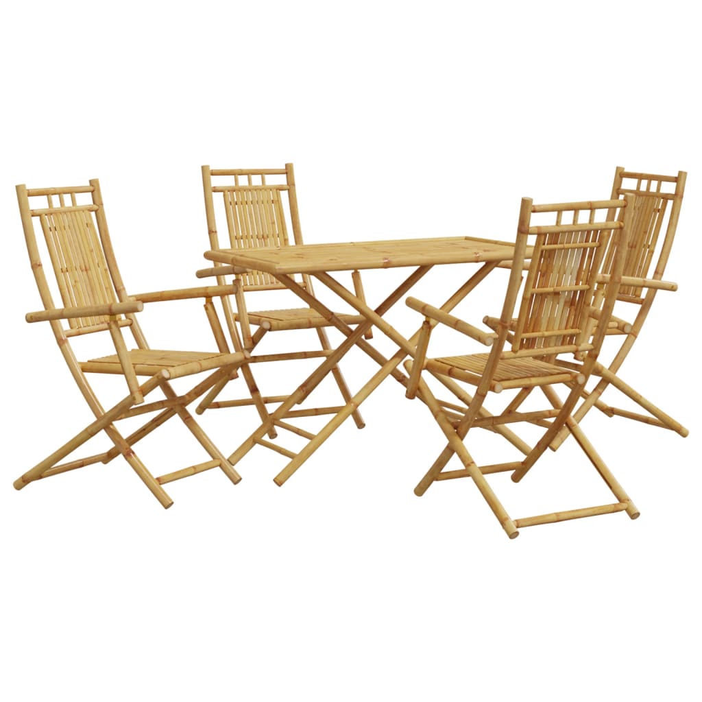 5 Piece Garden Dining Set Bamboo