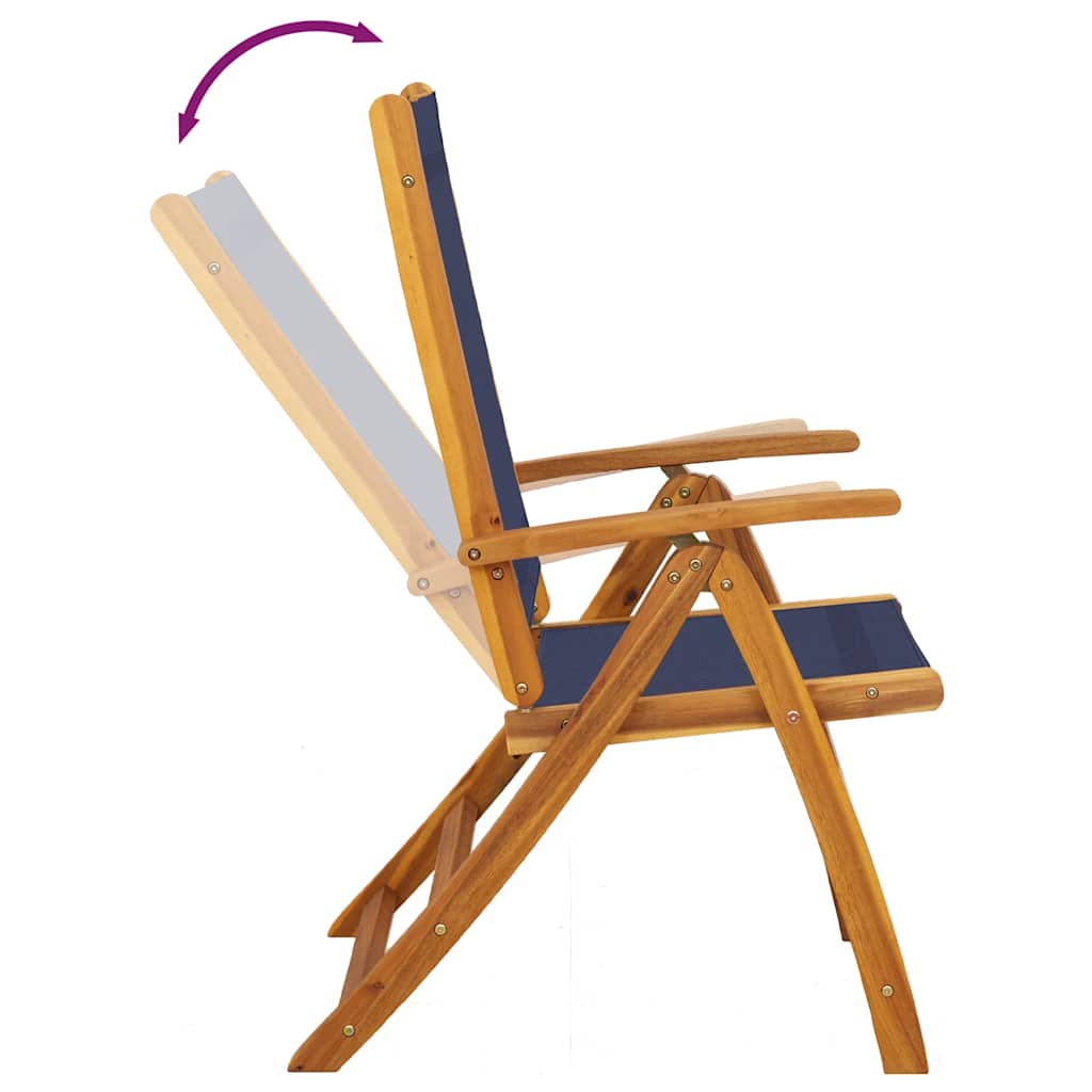 Folding Garden Chairs 8 pcs Solid Wood Acacia and Textilene