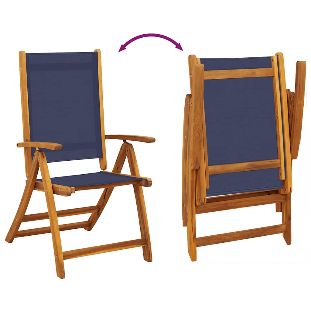 Folding Garden Chairs 8 pcs Solid Wood Acacia and Textilene