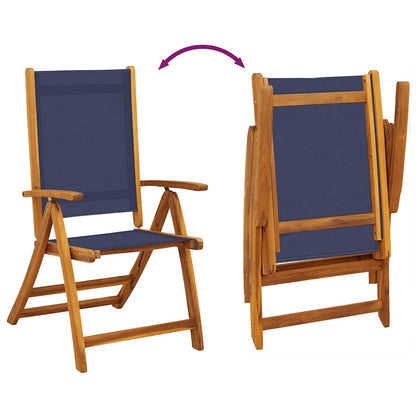 Folding Garden Chairs 8 pcs Solid Wood Acacia and Textilene