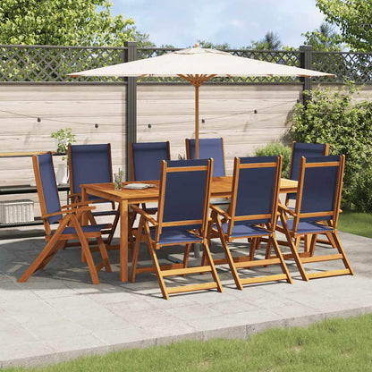 Folding Garden Chairs 8 pcs Solid Wood Acacia and Textilene