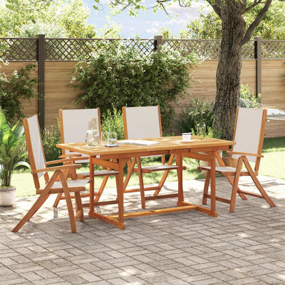 5 Piece Garden Dining Set Solid Wood Acacia and Textilene