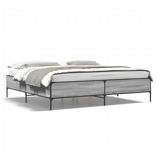 Bed Frame without Mattress Grey Sonoma 180x200 cm Super King