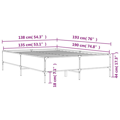 Bed Frame without Mattress Black 135x190 cm Double