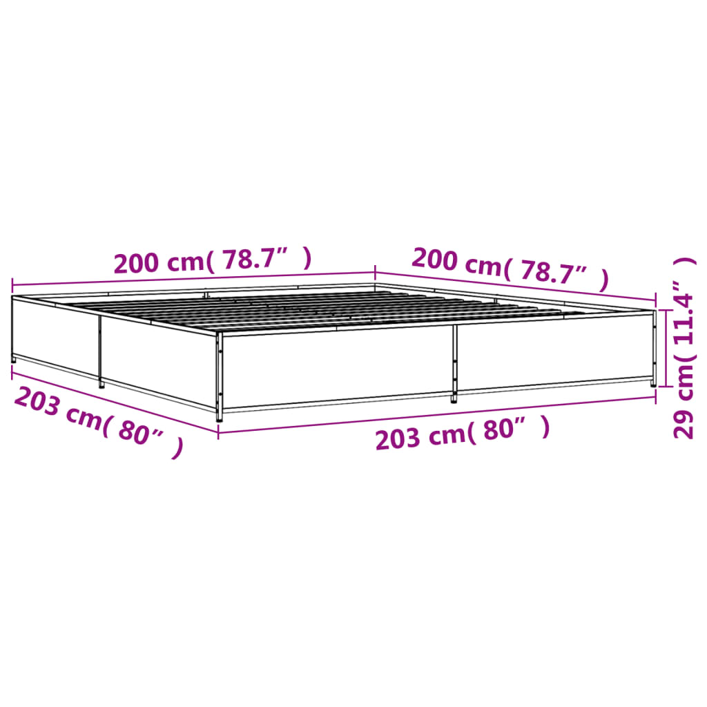 Bed Frame without Mattress Grey Sonoma 200x200 cm