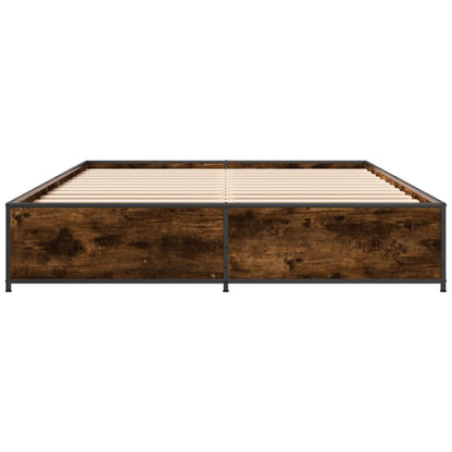Bed Frame without Mattress Smoked Oak 150x200 cm King Size