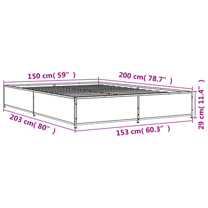 Bed Frame without Mattress Smoked Oak 150x200 cm King Size