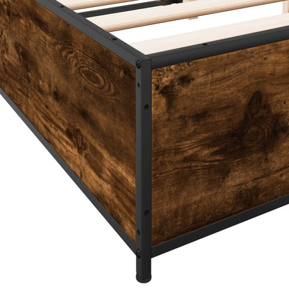 Bed Frame Smoked Oak 140x200 cm Engineered Wood and Metal